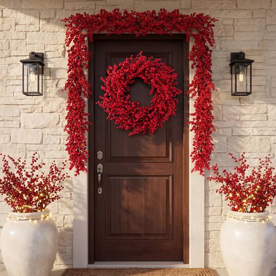 Glitzhome® 6ft. Christmas Full Berry Garland